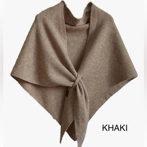 Khaki Knit Wrap Shawl, One Size Fits All